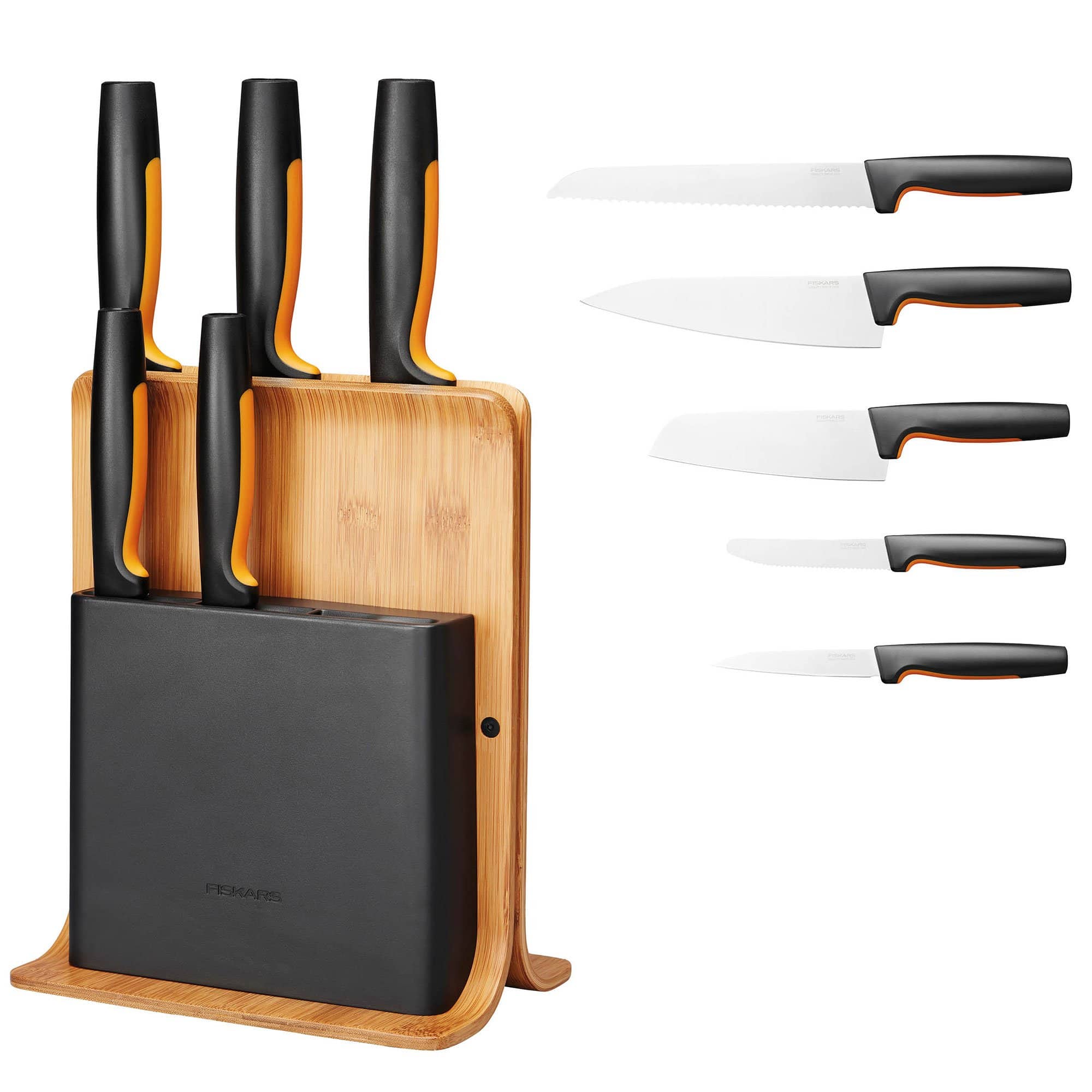 Functional Form Knivblok Med 5 Knive, Bambus fra Fiskars