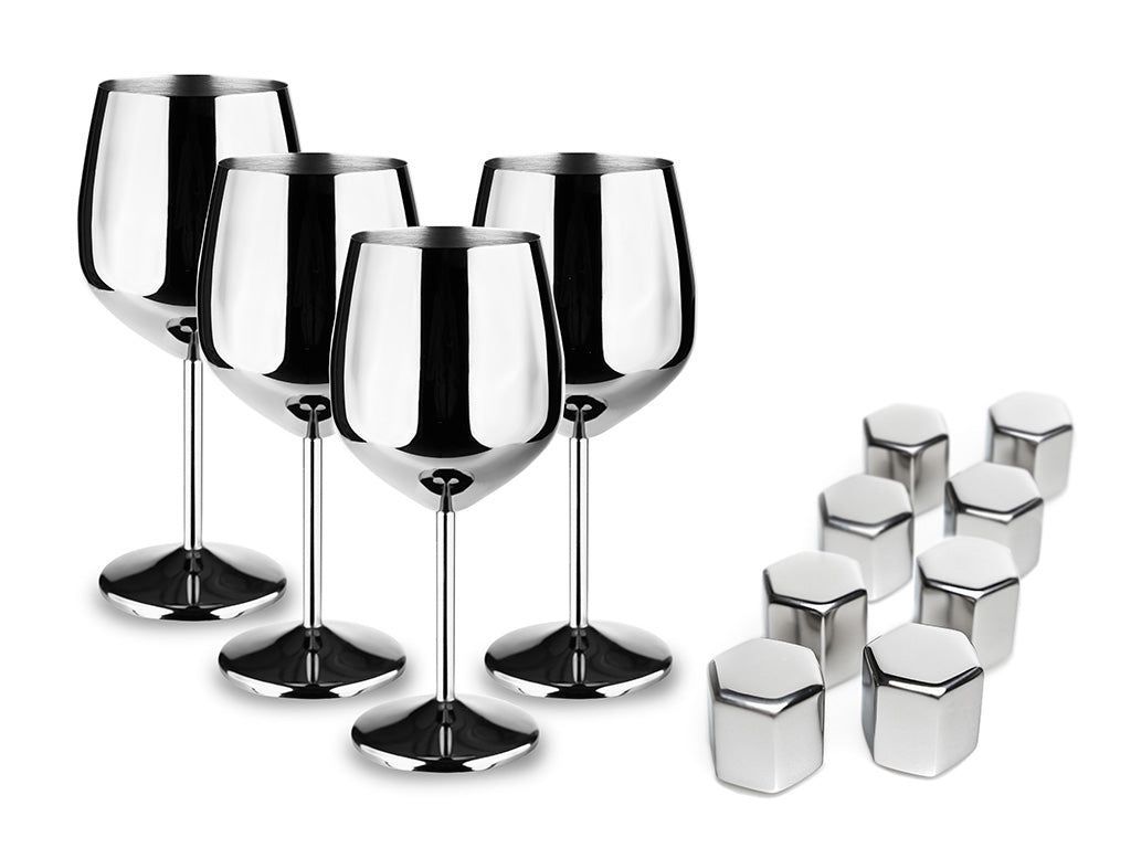 Drikkeglas Sæt   Vinglas I Rustfrit Stål fra Onyx Cookware - Steel Drinkware