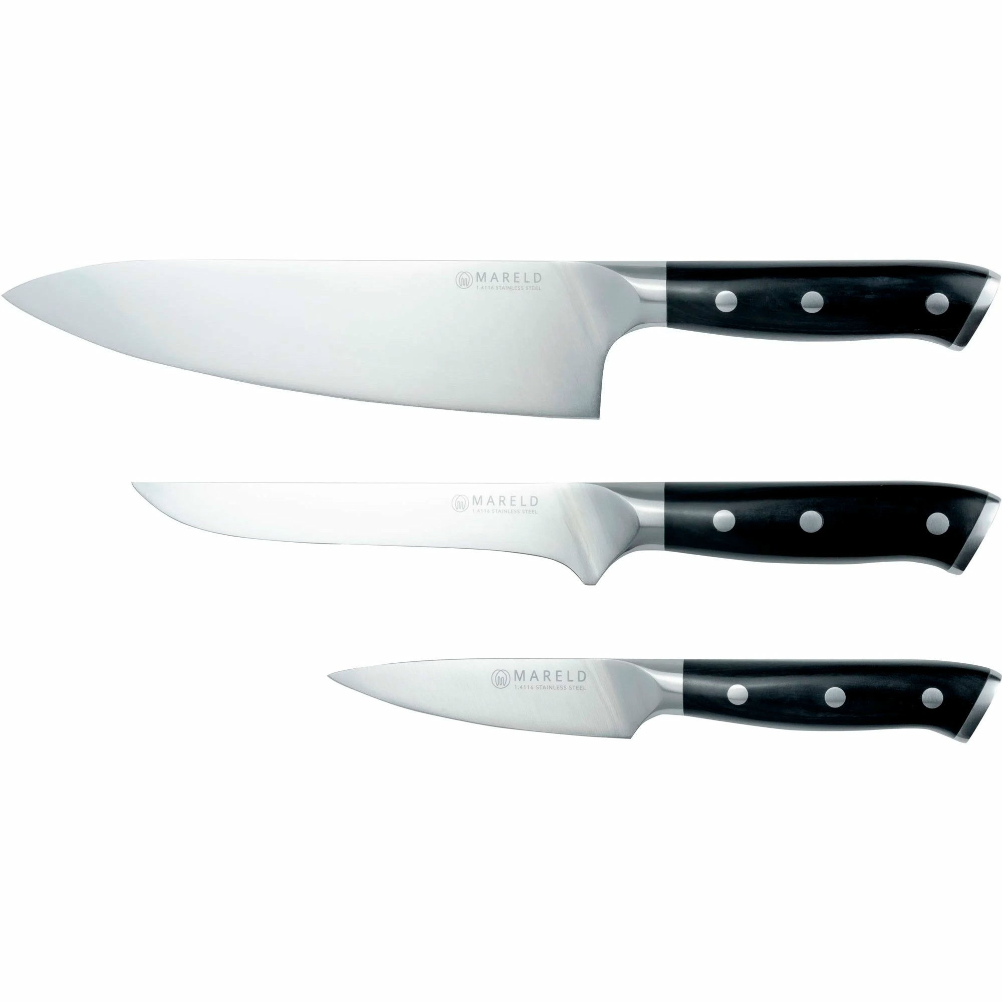 Knivsæt, 3 Knive, Sort fra Mareld